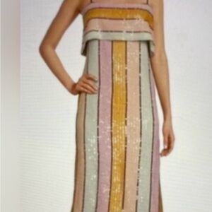 Giani Bernini Pink and Yellow Strapless Sheath Dress